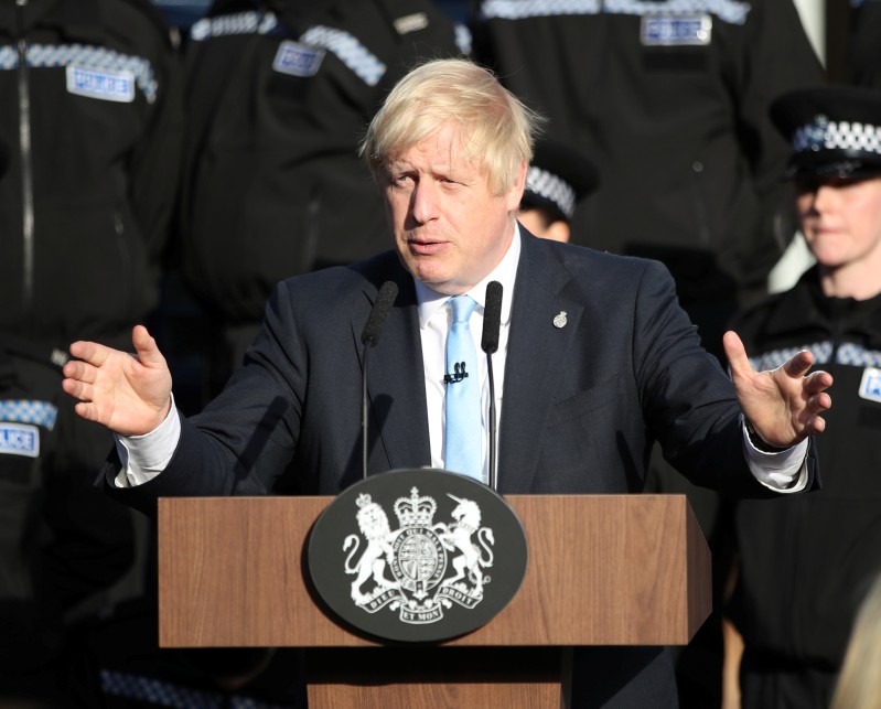 Britain's PM Boris Johnson visits West Yorkshire
