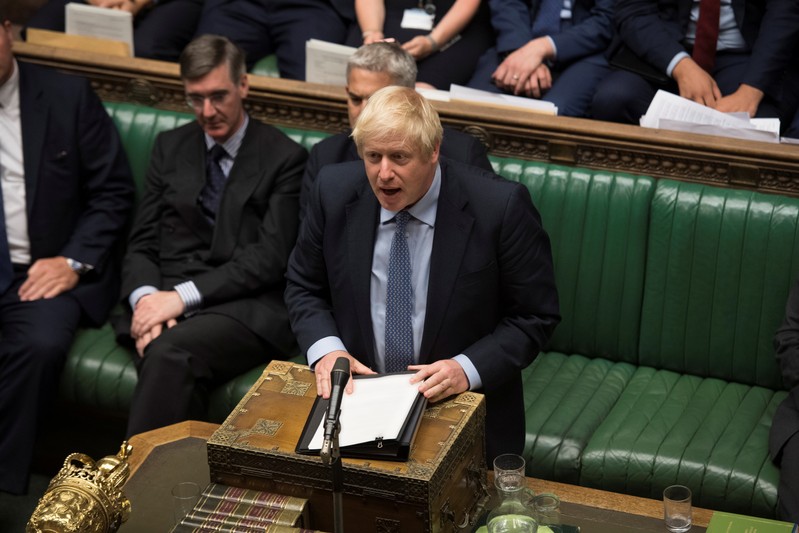 Britain's Prime Minister Boris Johnson speaks during debate in the House of Commons in London