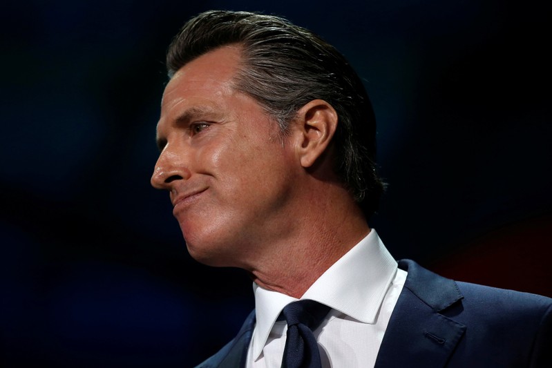 California's Governor Gavin Newsom speaks during the California Democratic Convention in San Francisco