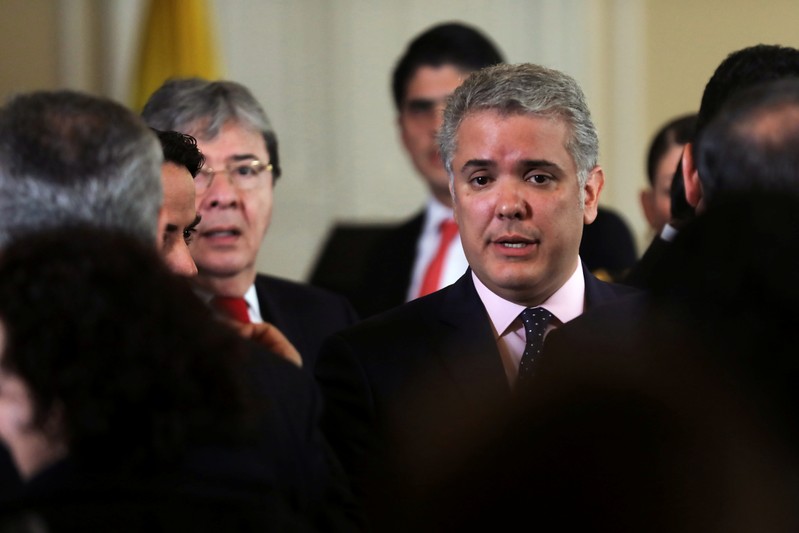 FILE PHOTO: Colombia's President Ivan Duque is seen after a news conference at the Presidential Palace in Bogota