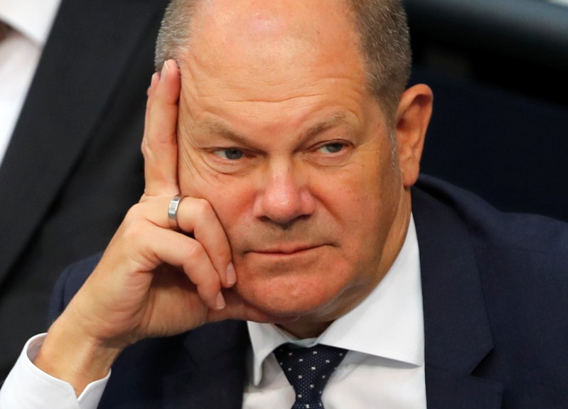German Finance Minister Olaf Scholz attends a budget session at the lower house of parliament (Bundestag) in Berlin