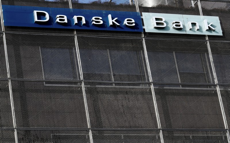 Danske Bank sign is seen at the bank's Estonian branch in Tallinn