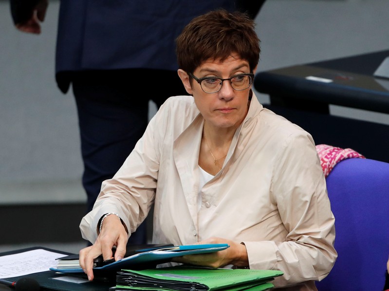 German Defence Minister Annegret Kramp-Karrenbauer attends a budget session at the lower house of parliament (Bundestag) in Berlin