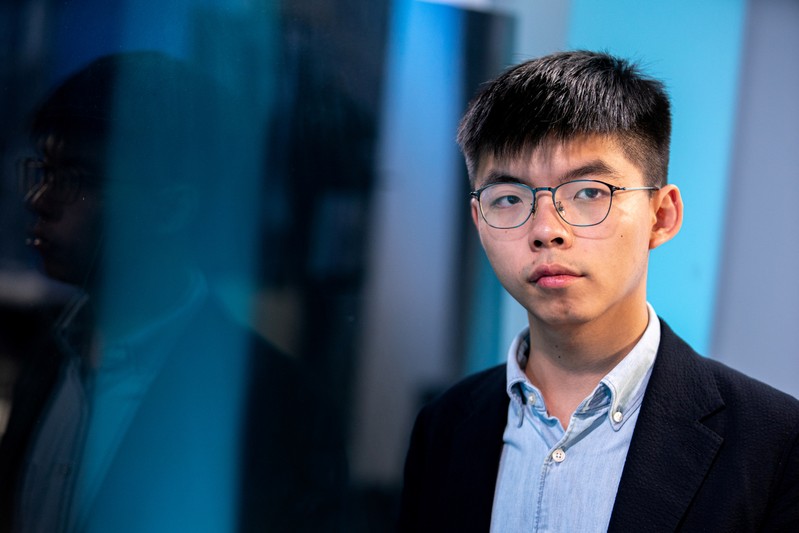 Hong Kong's pro-democracy activist Joshua Wong poses during an interview at the Reuters New York office in New York City