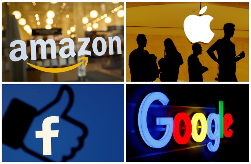 FILE PHOTO: FILE PHOTO: The logos of Amazon, Apple, Facebook and Google