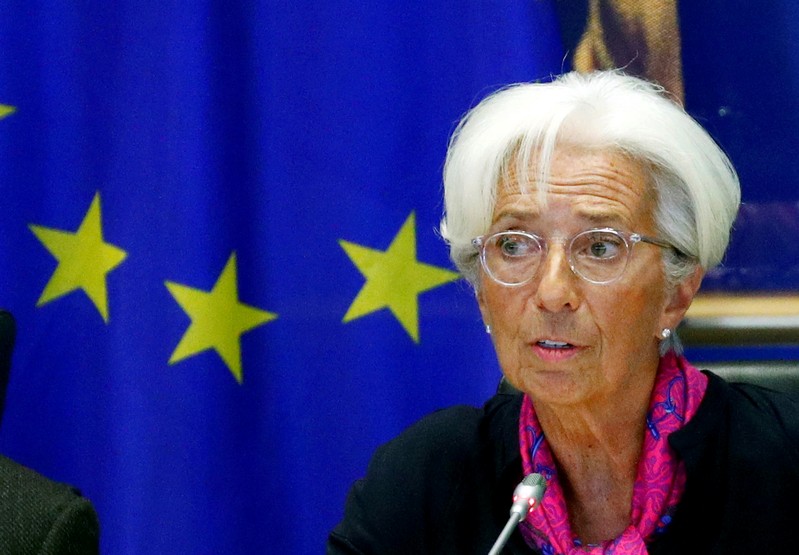 FILE PHOTO: Lagarde, the next president of the European Central Bank, speaks to the EU Parliament's Economic and Monetary Affairs Committee in Brussels