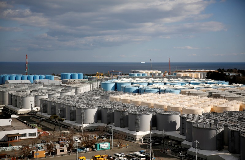 FILE PHOTO: Storage tanks for radioactive water are seen at tsunami-crippled Fukushima Daiichi nuclear power plant in Okuma