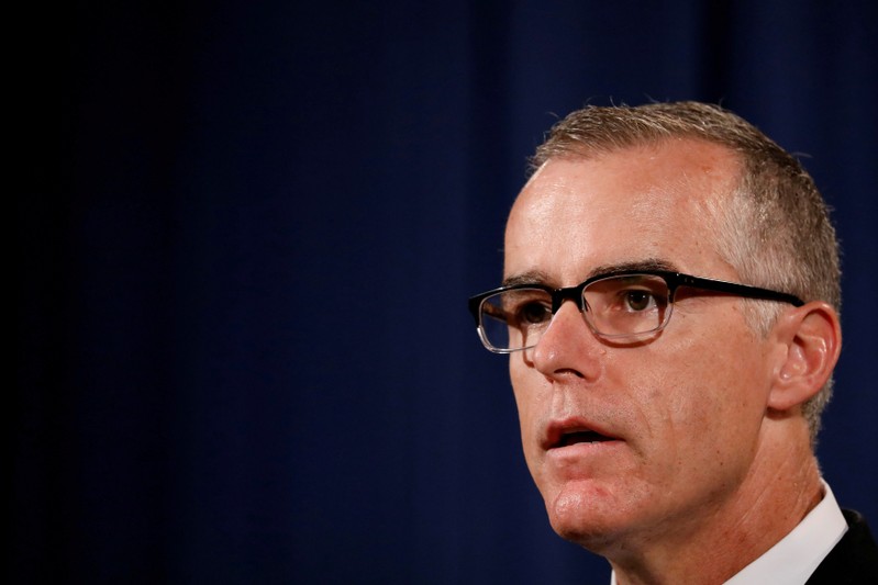 FILE PHOTO: FBI Acting Director Andrew McCabe speaks during a news conference announcing the takedown of the dark web marketplace AlphaBay, at the Justice Department in Washington