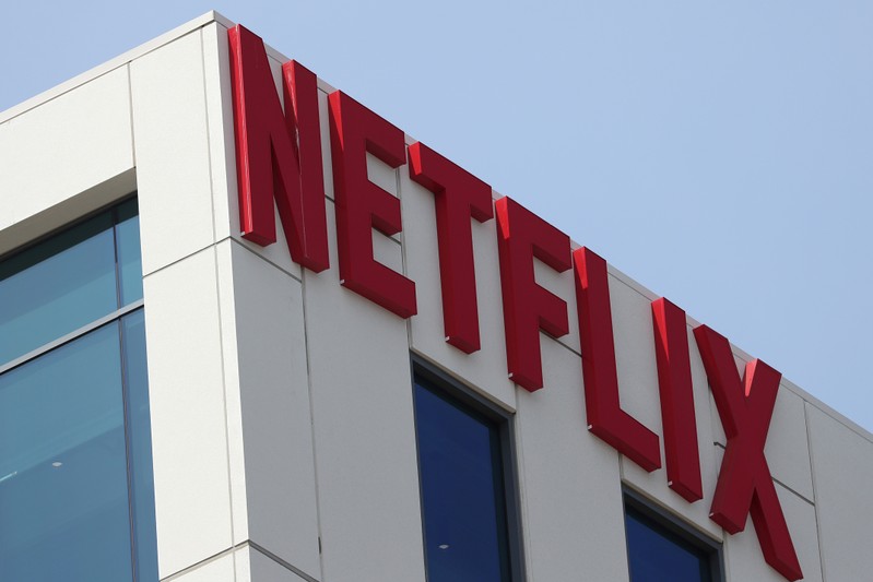 FILE PHOTO: The Netflix logo is seen on their office in Hollywood, Los Angeles