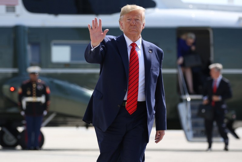 U.S. President Trump boards Air Force One to return to Washington from Kennedy Airport in New York