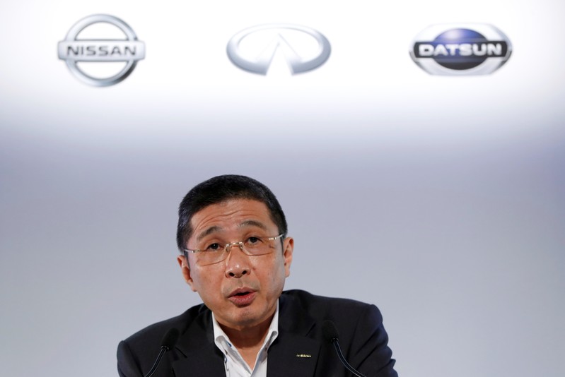 FILE PHOTO - Nissan CEO Hiroto Saikawa attends a news conference in Yokohama