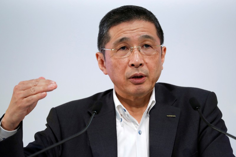 FILE PHOTO: Nissan CEO Hiroto Saikawa attends a news conference in Yokohama