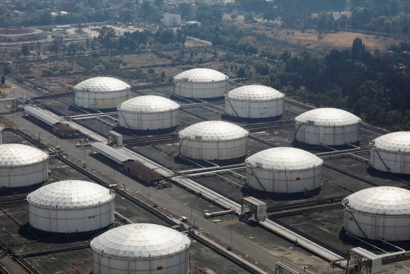 FILE PHOTO: An aerial view of Pemex's storage and distribution terminal on the outskirts of Mexico City