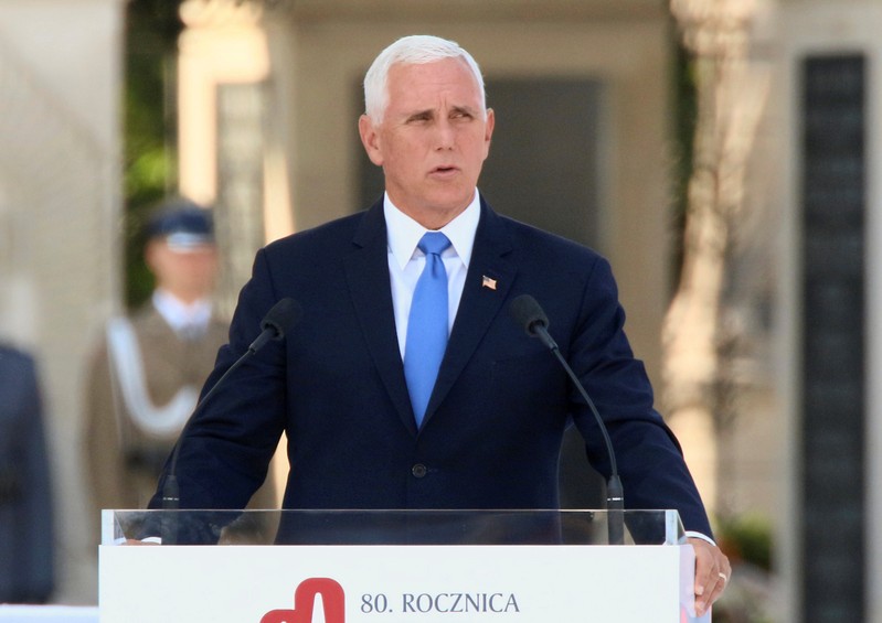 U.S. Vice President Pence takes part in a ceremony to mark the anniversary of the outbreak of World War Two in Warsaw