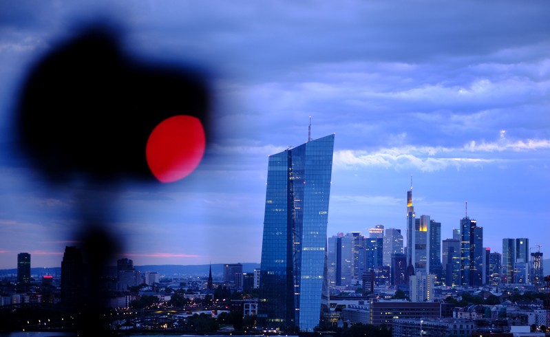 The skyline is photographed in Frankfurt