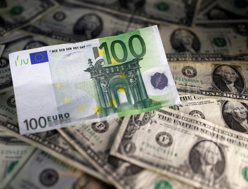 FILE PHOTO: U.S. dollar and Euro notes are seen in this picture illustration