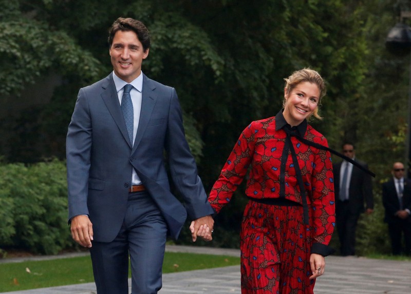 Canada's PM Justin Trudeau and his wife Sophie Gregoire Trudeau arrive at Rideau Hall in Ottawa