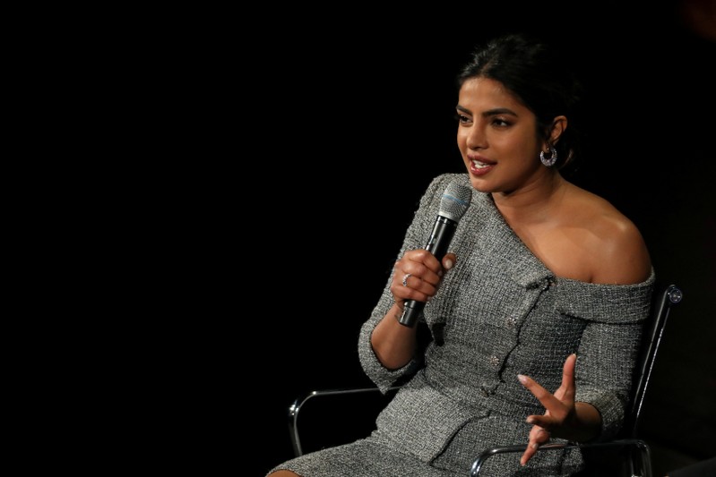 Actor and UNICEF Goodwill Ambassador Priyanka Chopra Jonas, speaks on stage at the Women In The World Summit in New York