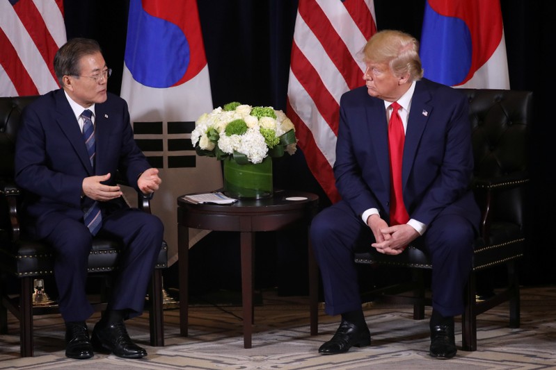 U.S. President Trump meets with South Korea's President Moon in New York City, New York