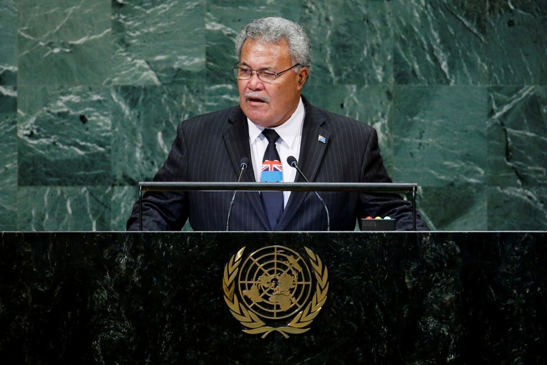 FILE PHOTO: Tuvalu Prime Minister Sopoaga addresses the 73rd session of the United Nations General Assembly at U.N. headquarters in New York