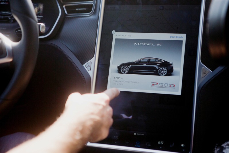 FILE PHOTO: The Tesla Model S version 7.0 software update containing Autopilot features is demonstrated during a Tesla event in Palo Alto