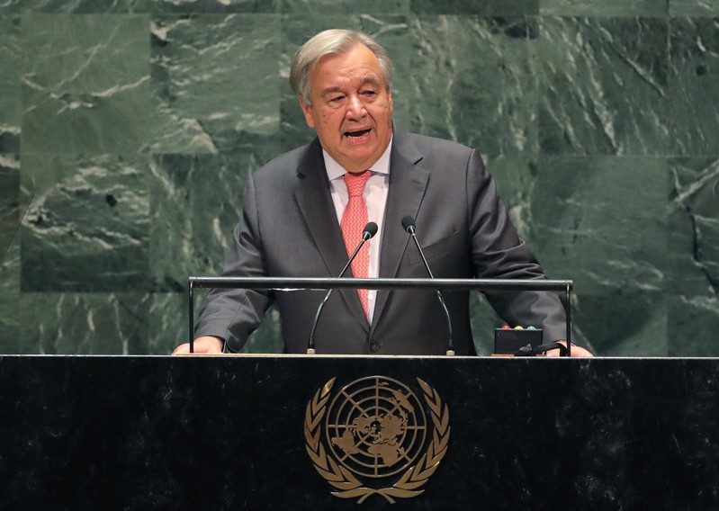 United Nations Secretary General Antonio Guterres addresses the opening of the 74th session of the United Nations General Assembly at U.N. headquarters in New York City, New York, U.S.