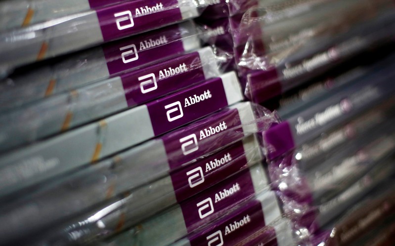 FILE PHOTO: Boxes of Abbott's heart stents are pictured inside a store at a hospital in New Delhi