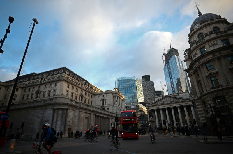 FILE PHOTO: The Bank of England and the Royal Exchange are seen in the City of London