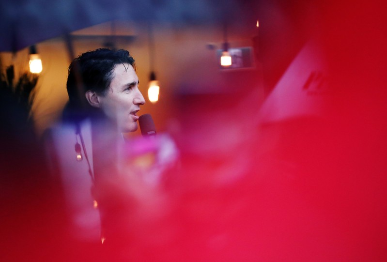 Liberal leader and Canadian Prime Minister Justin Trudeau campaigns for the upcoming election, in Port Moody, British Columbia