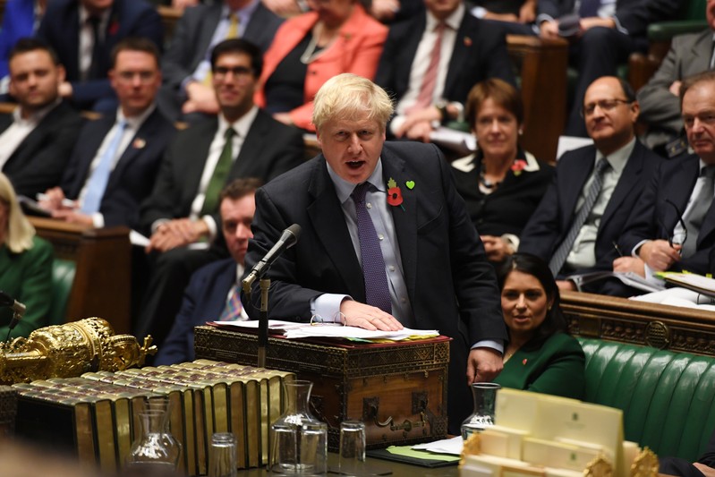 Britain's Prime Minister Boris Johnson speaks at the House of Commons in London