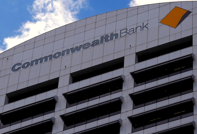 FILE PHOTO: The logo for the Commonwealth Bank of Australia adorns their head office in central Sydney