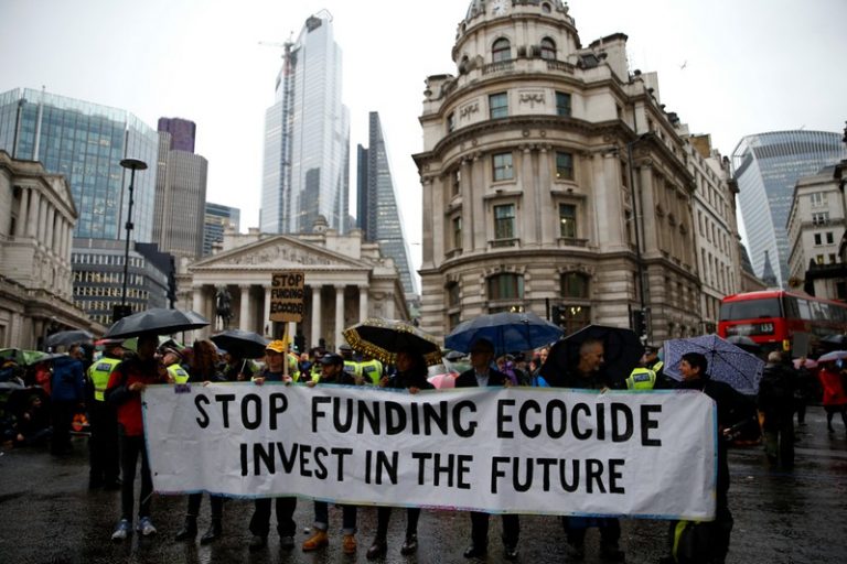 Climate change activists target BlackRock in London