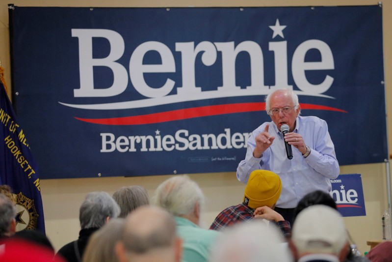 FILE PHOTO: Democratic 2020 U.S. presidential candidate Sanders speaks at a campaign stop in Hooksett