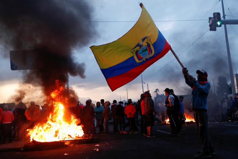 Protests after Ecuador's President Lenin Moreno's government ended fuel subsidies, in Lasso