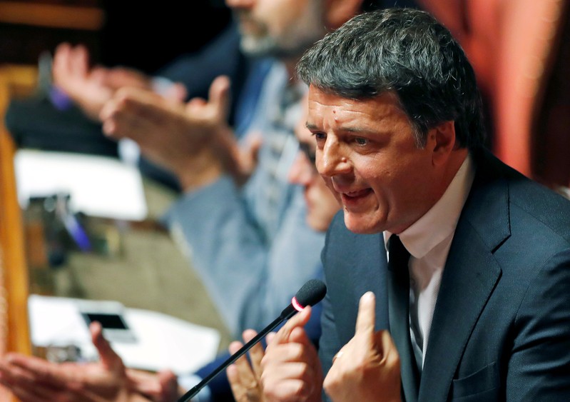 FILE PHOTO: Former Italian Prime Minister Matteo Renzi is pictured speaking during a session of the upper house of parliament in Rome, Italy