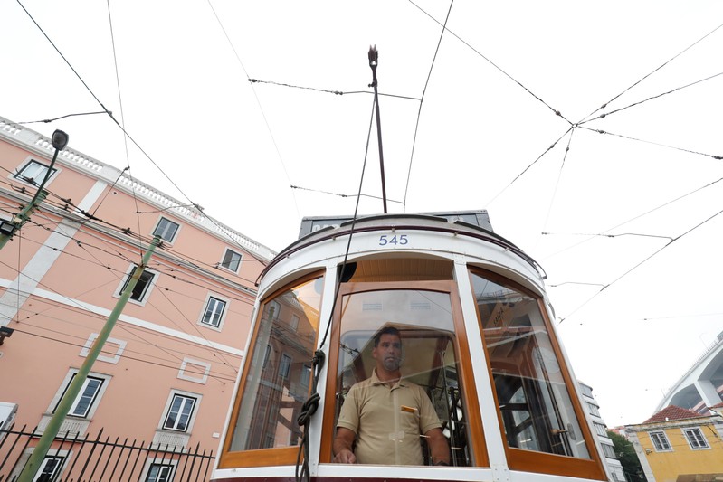 Pedro Campos, driver of a tram, is seen working at dowtown Lisbon