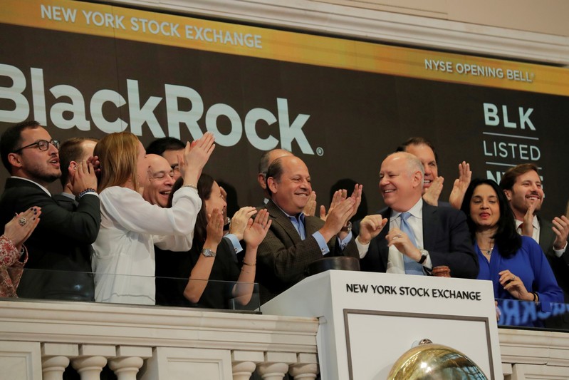 FILE PHOTO: Blackrock's Richard Prager rings the opening bell above the floor of the New York Stock Exchange in New York