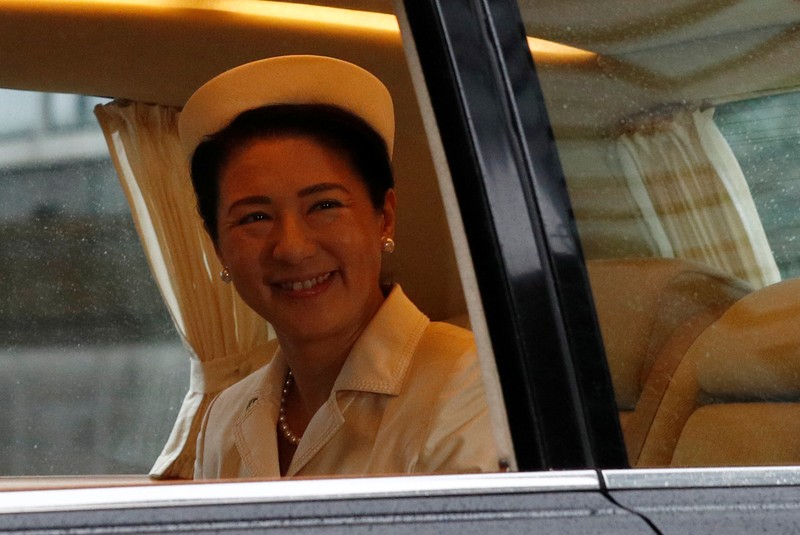 Japan's Empress Masako arrives at the Imperial Palace on the day Emperor Naruhito is formally enthroned, in Tokyo