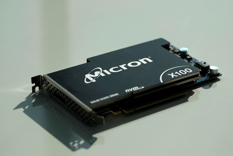 Micron Technology's hard drive for data center customers is presented at a product launch event in San Francisco