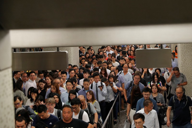 People are seen at Yau Ma Tei metro station in Hong Kong