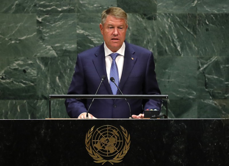 FILE PHOTO: Romania's President Klaus Werner Iohannis addresses the 74th session of the United Nations General Assembly at U.N. headquarters in New York City, New York, U.S.