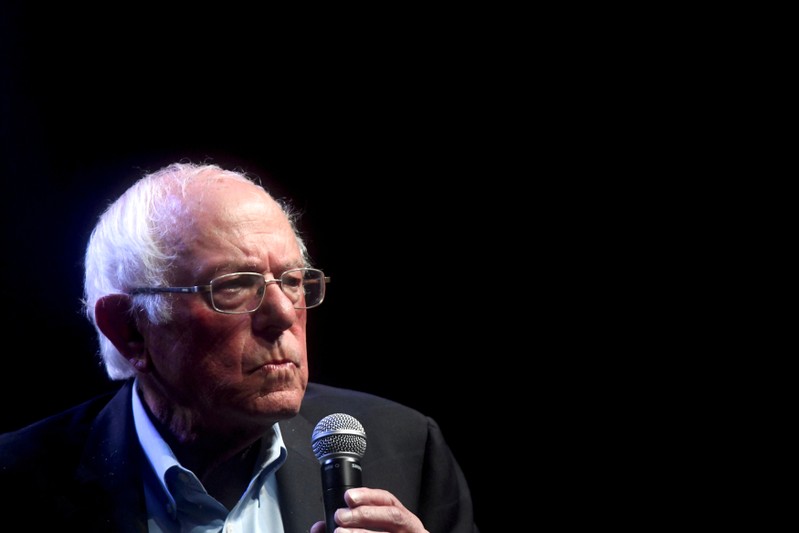 FILE PHOTO: Democratic Presidential candidate U.S. Senator Bernie Sanders addresses attendees during the AFL-CIO Workers Presidential Summit in Philadelphia