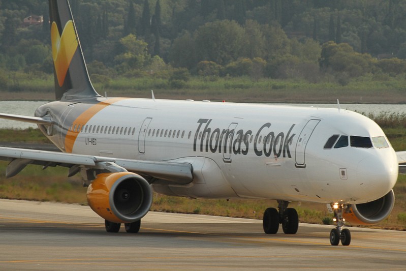 Thomas Cook airplane is seen at Ioannis Kapodistrias Airport on the island of Corfu