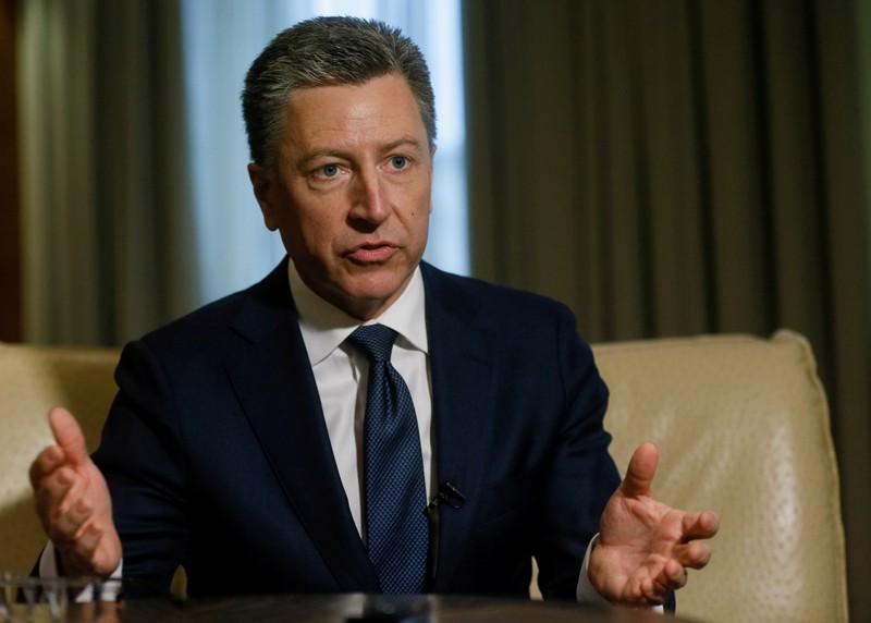 FILE PHOTO - U.S. Special Representative for Ukraine Negotiations Volker gestures during Reuters interview in Kiev