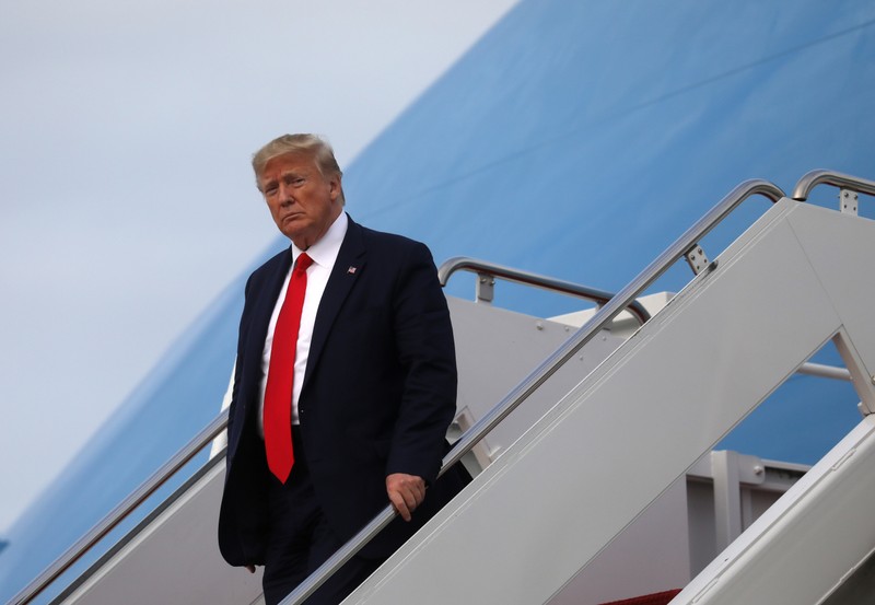 U.S. President Trump leaves Air Force One after returning from South Carolina