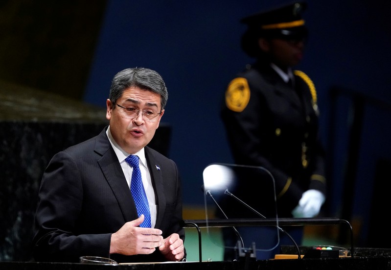 FILE PHOTO: Honduras' President Juan Orlando Hernandez addresses the 74th session of the United Nations General Assembly at U.N. headquarters in New York City, New York, U.S.