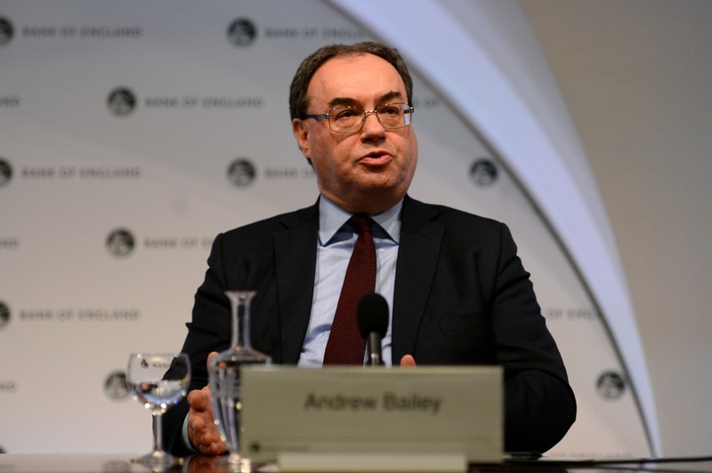 FILE PHOTO: Chief Executive of the Financial Conduct Authority Andrew Bailey speaks at a press conference at the Bank of England in London, Feb. 25, 2019