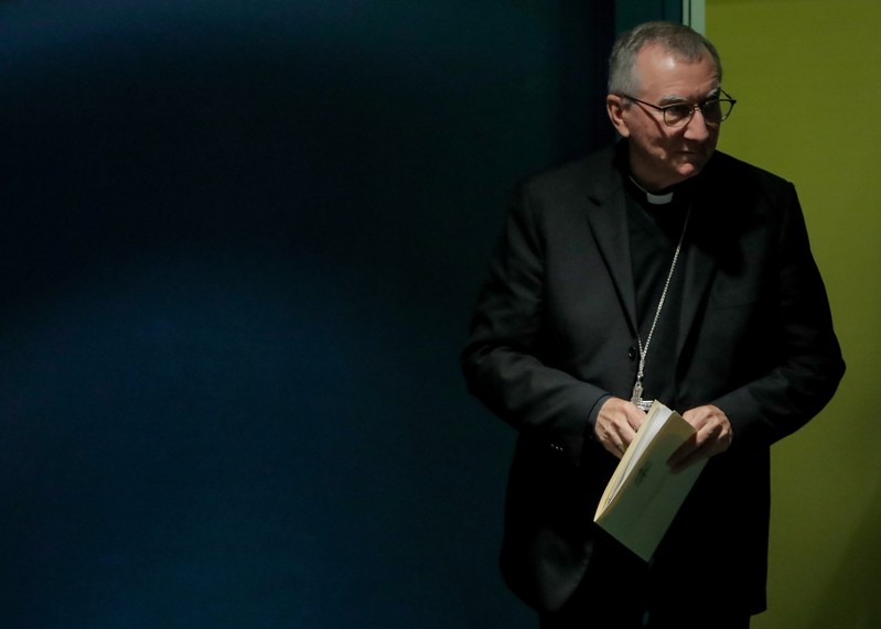 FILE PHOTO: Secretary of State of the Holy See Cardinal Pietro Parolin arrives to address the 74th session of the United Nations General Assembly at U.N. headquarters in New York City, New York