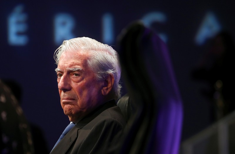 Peruvian Nobel Prize winner writer Mario Vargas Llosa unveils his new book 