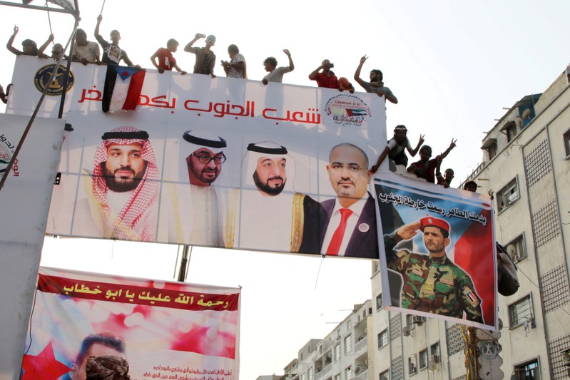 FILE PHOTO: Supporters of Yemen's southern separatists take part in a rally in Aden